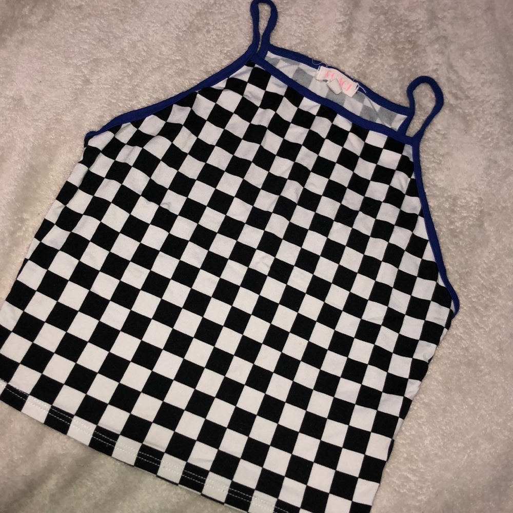Checkered agaci crop top